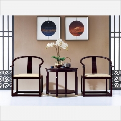 槿漫轩家具 休闲圈椅 新中式 东南亚红檀木+麻布软包