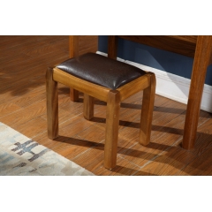 纯典 中式风格 北美进口胡桃木 仿真皮妆凳